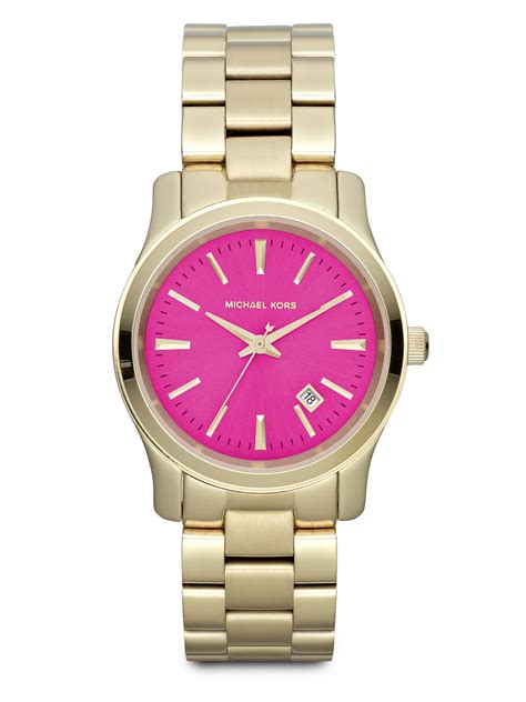 michael kors bright pink watch|hot pink michael kors watch.